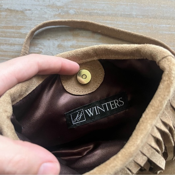 JJ Winters Vanessa Mini Fringe Crossbody Western Boho Suede Leather Brown - Picture 4 of 4